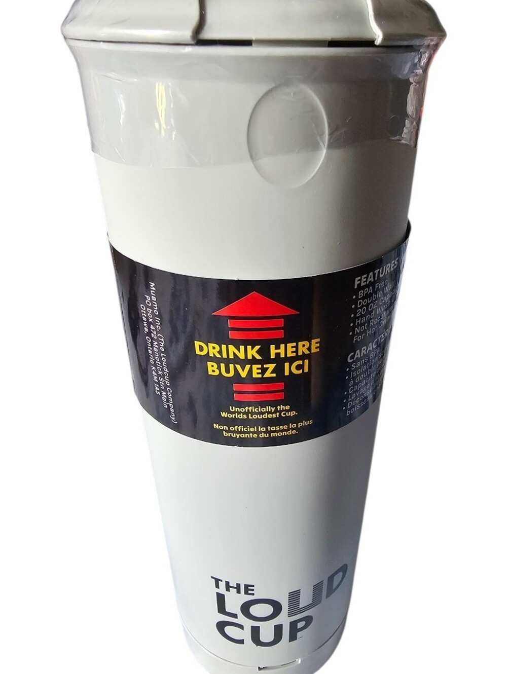 The LoudCup 20 oz Tumbler + Integrated Stadium Horn Gray, New